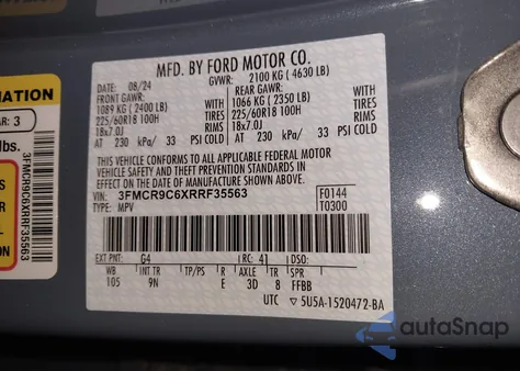 2024 Ford Bronco Sport Outer Banks из США, поврежденный, VIN 3FMCR9C6XRRF35563